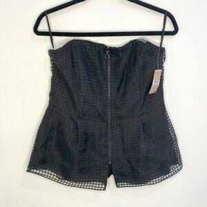 Rachel Roy - Sleeveless, Structured Top, Black w/ Textured Overlay, Size10